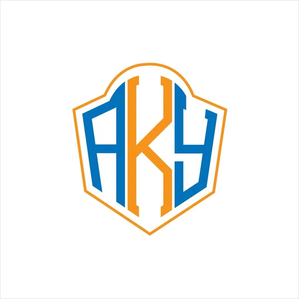 Aky Abstract Monogram Shield Logo Design White Background Aky Creative — Stok Vektör