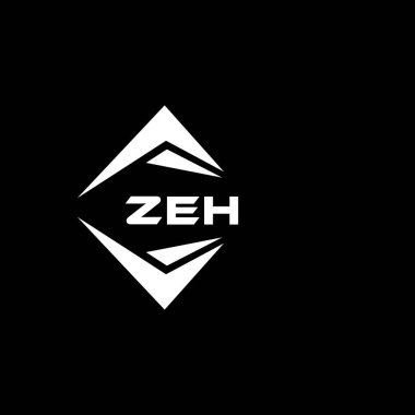 ZEH abstract monogram shield logo design on black background. ZEH creative initials letter logo.	