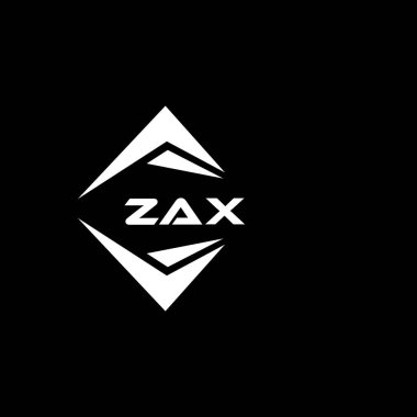 ZAX abstract monogram shield logo design on black background. ZAX creative initials letter logo.	