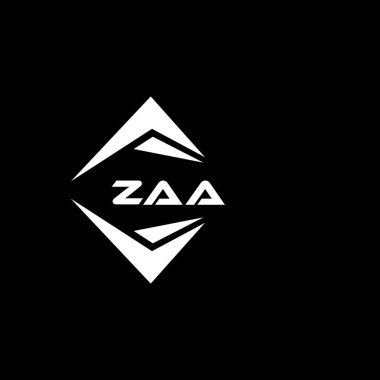 ZAA abstract monogram shield logo design on black background. ZAA creative initials letter logo.	