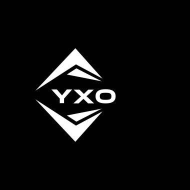 YXO abstract monogram shield logo design on black background. YXO creative initials letter logo.	