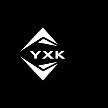 YXK abstract monogram shield logo design on black background. YXK creative initials letter logo.	