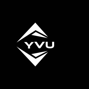 YVU abstract monogram shield logo design on black background. YVU creative initials letter logo.	