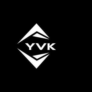 YVK abstract monogram shield logo design on black background. YVK creative initials letter logo.	