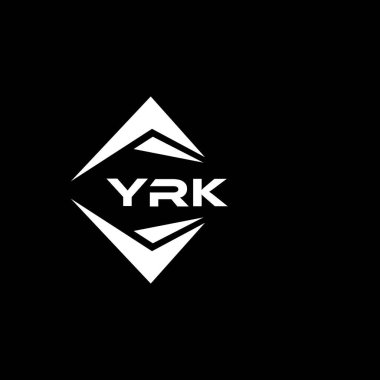 YRK abstract monogram shield logo design on black background. YRK creative initials letter logo.	