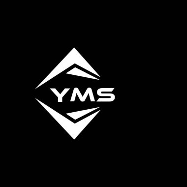 YMS abstract monogram shield logo design on black background. YMS creative initials letter logo.	