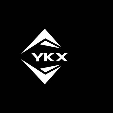 YKX abstract monogram shield logo design on black background. YKX creative initials letter logo.	