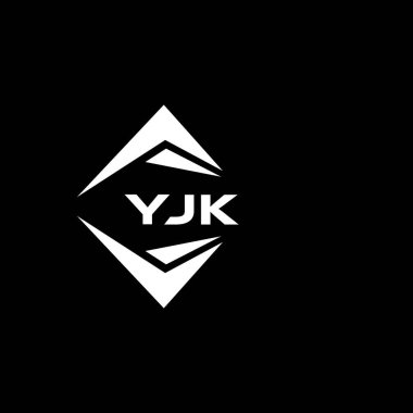 YJK abstract monogram shield logo design on black background. YJK creative initials letter logo.	