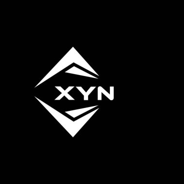 XYN abstract monogram shield logo design on black background. XYN creative initials letter logo.	