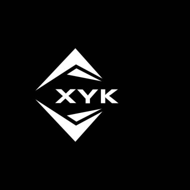XYK abstract monogram shield logo design on black background. XYK creative initials letter logo.	