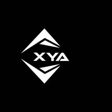 XYA abstract monogram shield logo design on black background. XYA creative initials letter logo.	