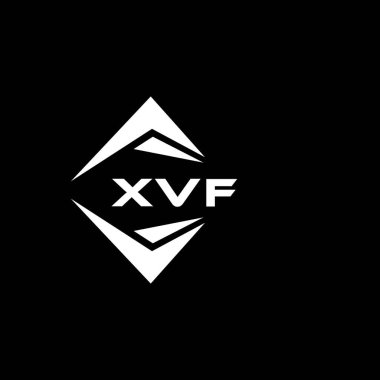 XVF abstract monogram shield logo design on black background. XVF creative initials letter logo.	