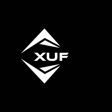 XUF abstract monogram shield logo design on black background. XUF creative initials letter logo.	