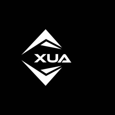 XUA abstract monogram shield logo design on black background. XUA creative initials letter logo.	