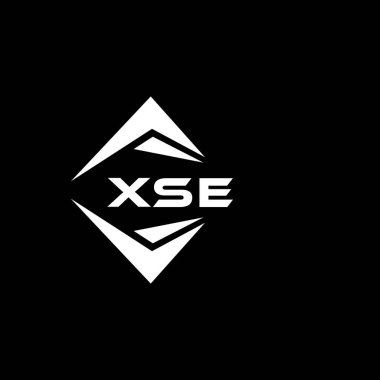 XSE abstract monogram shield logo design on black background. XSE creative initials letter logo.	