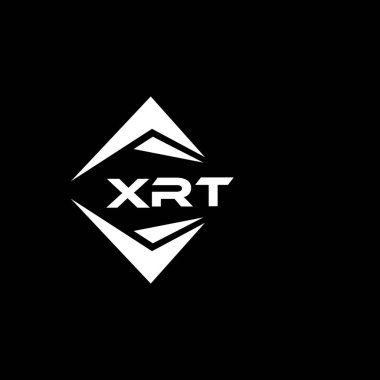 XRT abstract monogram shield logo design on black background. XRT creative initials letter logo.	