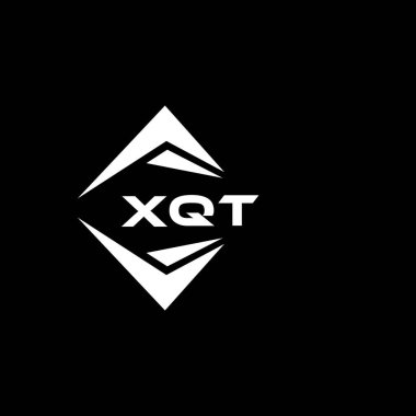 XQT abstract monogram shield logo design on black background. XQT creative initials letter logo.	