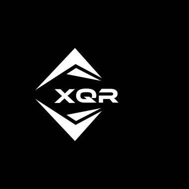 XQR abstract monogram shield logo design on black background. XQR creative initials letter logo.	