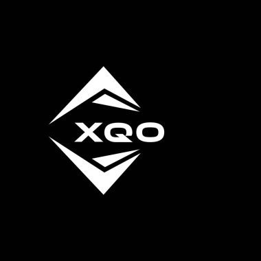 XQO abstract monogram shield logo design on black background. XQO creative initials letter logo.	