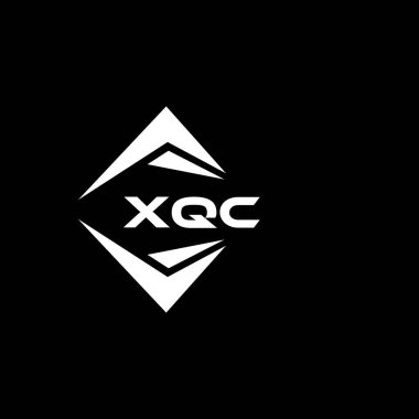 XQC abstract monogram shield logo design on black background. XQC creative initials letter logo.	