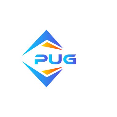 Beyaz arka planda PUG soyut teknoloji logosu tasarımı. PUG yaratıcı harflerin baş harfleri logo kavramı.