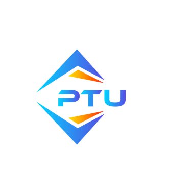 Beyaz arka planda PTU soyut teknoloji logosu tasarımı. PTU yaratıcı harflerin baş harfleri logo kavramı.