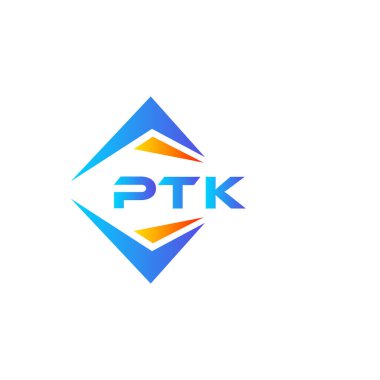 Beyaz arka planda PTK soyut teknoloji logosu tasarımı. PTK yaratıcı harflerin baş harfleri logo kavramı.