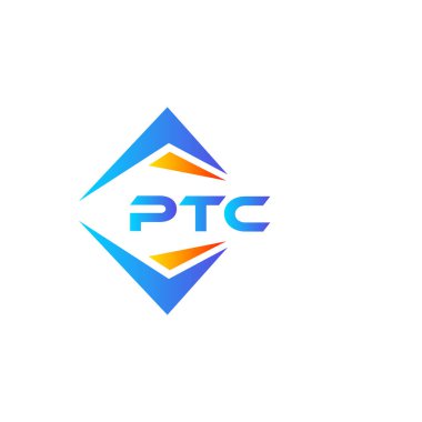 Beyaz arka planda PTC soyut teknoloji logosu tasarımı. PTC yaratıcı harf logosu kavramı.