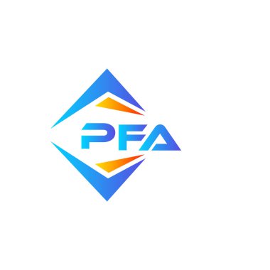 Beyaz arka planda PFA soyut teknoloji logosu tasarımı. PFA yaratıcı harflerin baş harfleri logo kavramı.