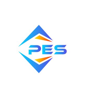 Beyaz arka planda PES soyut teknoloji logosu tasarımı. PES yaratıcı harf logosu kavramı.