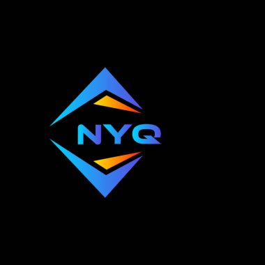 NYQ soyut teknoloji logosu tasarımı Kara fon üzerine. NYQ yaratıcı harflerin baş harfleri logo kavramı.