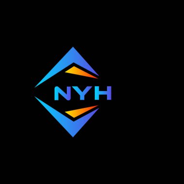 Siyah arka planda NYH soyut teknoloji logosu tasarımı. NYH yaratıcı harflerin baş harfleri logo kavramı.