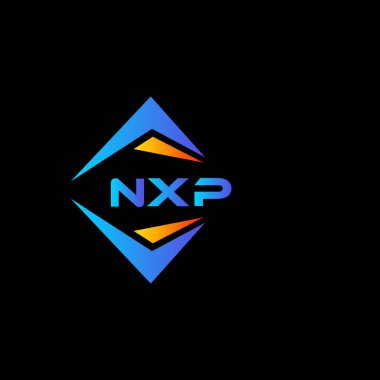 Siyah arka planda NXP soyut teknoloji logosu tasarımı. NXP yaratıcı harf logosu kavramı.