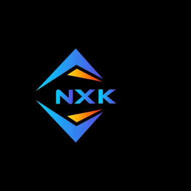 Siyah arka planda NXK soyut teknoloji logosu tasarımı. NXK yaratıcı harflerin baş harfleri logo kavramı.