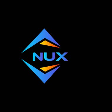 Siyah arka planda NUX soyut teknoloji logosu tasarımı. NUX yaratıcı harflerin baş harfleri logo kavramı.