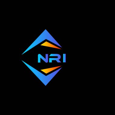 Siyah arka planda NRI soyut teknoloji logosu tasarımı. NRI yaratıcı harf logosu kavramı.
