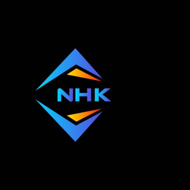 Siyah arka planda NHK soyut teknoloji logosu tasarımı. NHK yaratıcı harflerin baş harfleri logo kavramı.