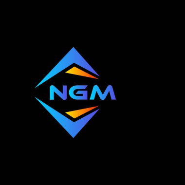 Siyah arka planda NGM soyut teknoloji logosu tasarımı. NGM yaratıcı harf logosu kavramı.
