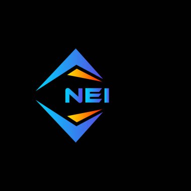Siyah arka planda NEI soyut teknoloji logosu tasarımı. NEI yaratıcı harf logosu kavramı.