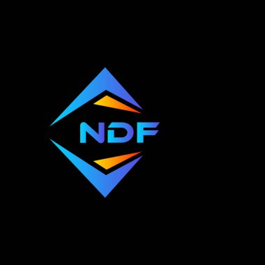 Siyah arka planda NDF soyut teknoloji logosu tasarımı. NDF yaratıcı harf logosu kavramı.