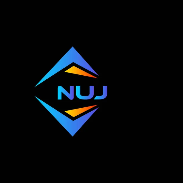 Nuj Diseño Logotipo Tecnología Abstracta Sobre Fondo Negro Nuj Iniciales — Vector de stock