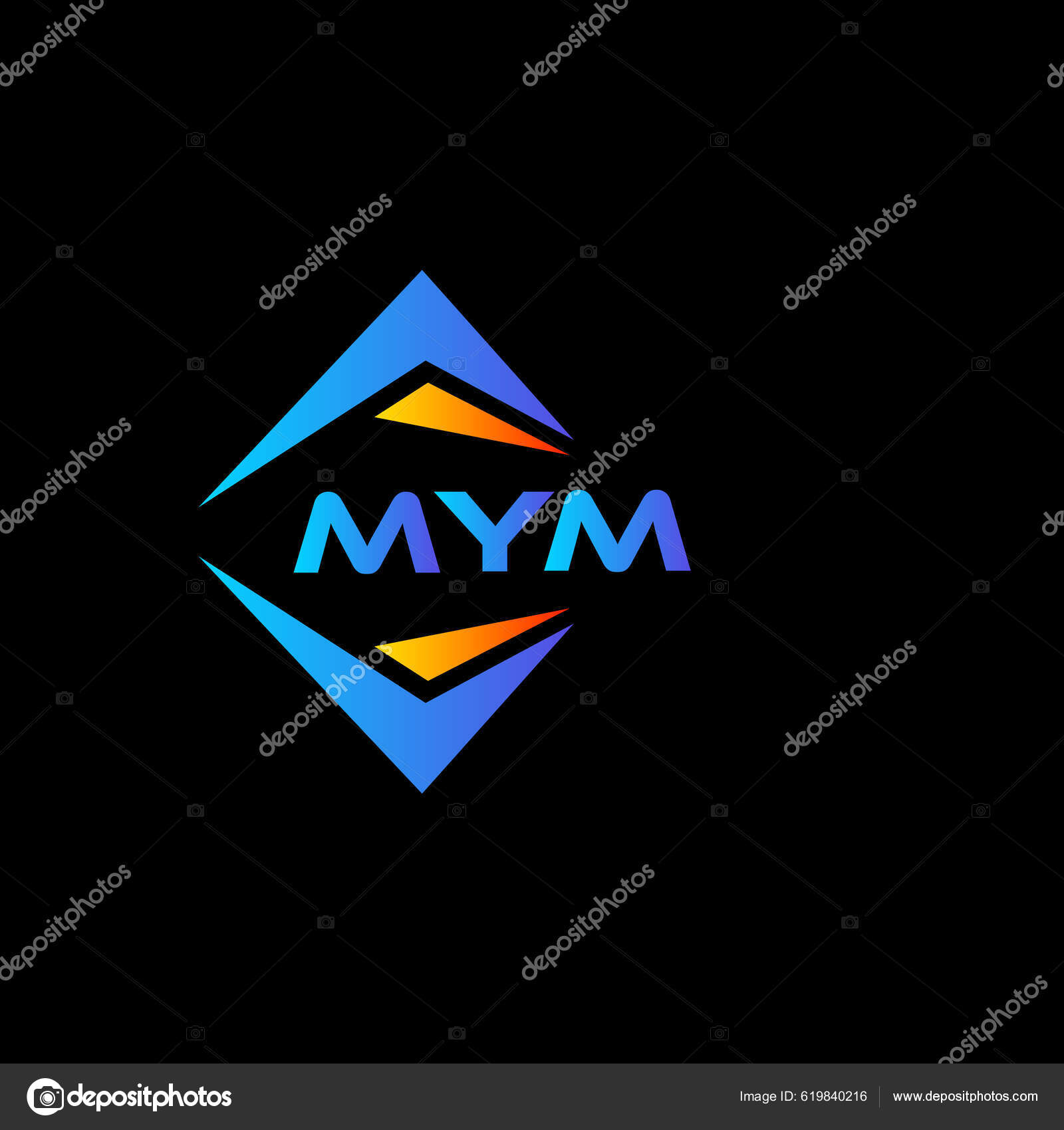 Diseño Logotipo Tecnología Abstracta Mym Sobre Fondo Negro Mym