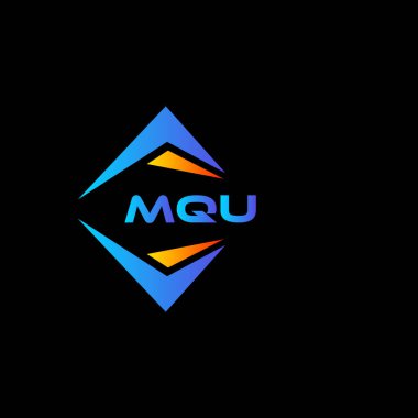 MQU soyut teknoloji logosu tasarımı Siyah arka planda. MQU yaratıcı harf logosu kavramı.