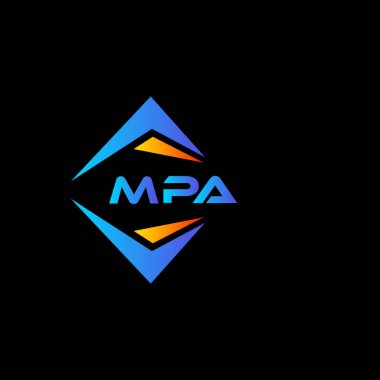 MPA soyut teknoloji logo tasarımı Kara fon üzerine. MPA yaratıcı harf logosu kavramı.