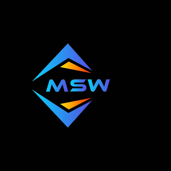 Msw Abstrakt Teknik Logotyp Design Svart Bakgrund Msw Kreativa Initialer — Stock vektor