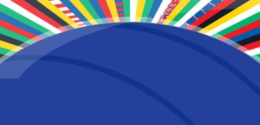 EURO 2024 final turnuvası. Futbol Avrupa Şampiyonası Yaz Oyunları. Çocuklar futbol kampı yarışması. Spor etkinliği festivali mavi kart broşürü afişi, sosyal medya tasarım şablonu 2024 Almanya