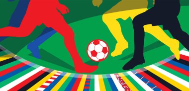 EURO 2024 final turnuvası. Futbol Avrupa Şampiyonası Yaz Oyunları. Çocuklar futbol kampı yarışması. Spor etkinliği festivali mavi kart broşürü afişi, sosyal medya tasarım şablonu 2024 Almanya