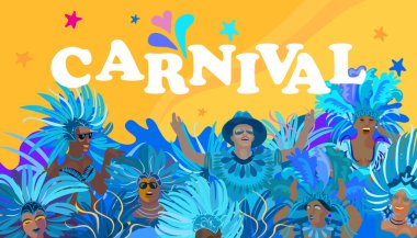 2024 Abstract Rio Brezilya Karnavalı Müzik Festivali gecesi mutlu insanlar Samba dansçıları Sambadrome, New Orleans, Mardi Gras, Notting Hill London, Venezia maskeli egzotik tropik palmiye yaprakları İspanyol San Fermin kartı