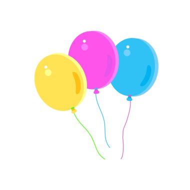 Balon sevimli balonlar grup oyuncakları çizgi film illüstrasyonları Beyaz Karnaval doğum günü kartı yıldönümünde izole edilmiş komik mavi balon mavi mor kırmızı balon Purim Tatil Sirk desenli dekorasyon müzik maskeli maskeli havai fişek simgesi