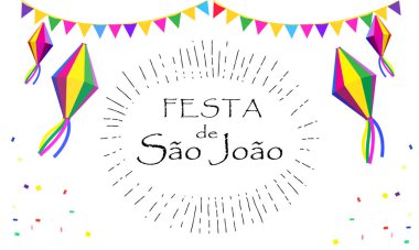 Brezilya Geleneksel Kutlama Festivali Junina. Porto Portekiz 'den Aziz John yaz festivali Brezilya metni. Karnaval, maskeli bayrak, konfeti, çelenk, şenlik dekorasyonu. Portekiz Geleneksel Müzik Dansı, Havai fişek, Oyun 2024